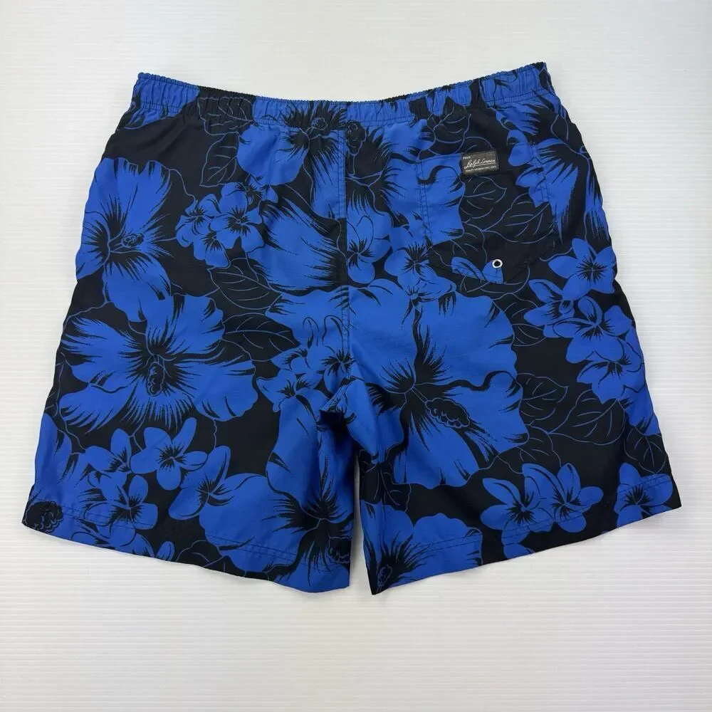 Vintage Polo Ralph Lauren Swim Trunks Blue Hibiscus Floral Mens L